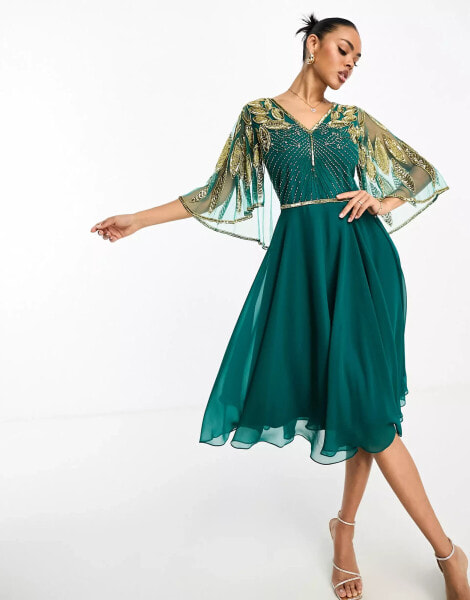 Virgos Lounge maxi cape dress in teal