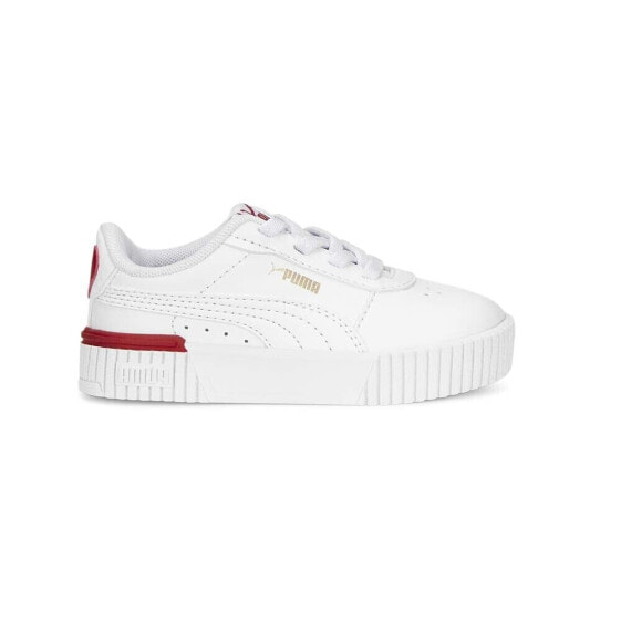 Puma Carina 2.0 Red Thread Platform Toddler Girls White Sneakers Casual Shoes 3
