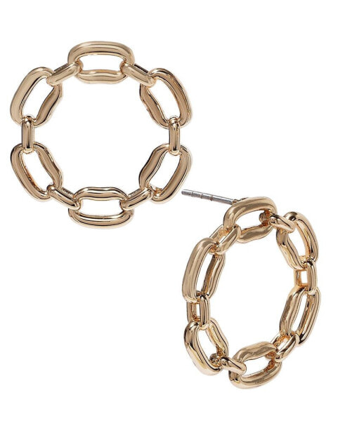 Small Chain Link Front-Facing Hoop Earrings, 0.88", Created for Macy's