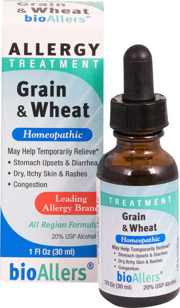 BioAllers Grain and Wheat Allergy Treatment Гомеопатическое средство для облегчения расстройства желудка, диареи, сухой и зудящей кожи 30 мл