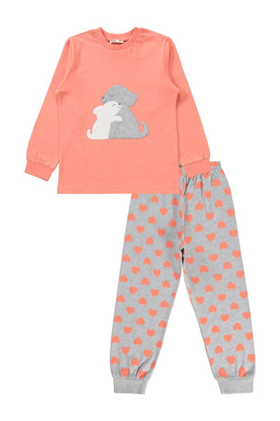 Kız Çocuk Pijama Takımı 6-9 Yaş Okyanus Mercanı