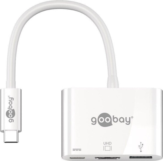 Адаптер Goobay USB-C Multiport Adapter (HDMI - PD) - White - USB Type-C - 60 W - 4K Ultra HD - 60 Hz - HDMI - USB 3.2 Gen 1 (3.1 Gen 1) Type-A - USB Type-C