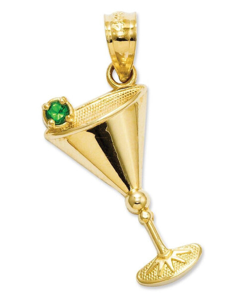 Macy's 14k Gold Charm, Green Cubic Zirconia Accent Martini Glass Charm