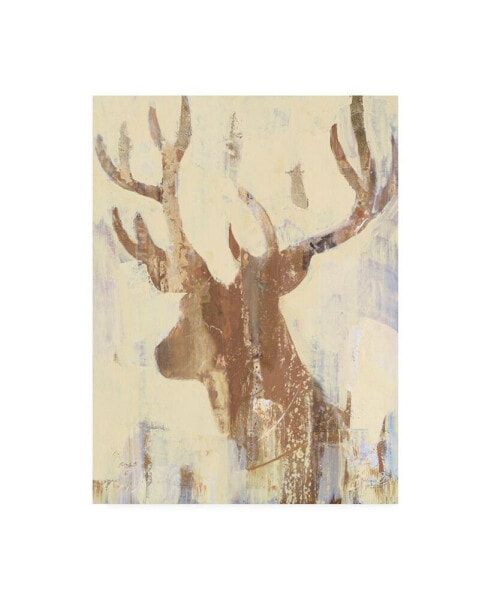 Albena Hristova Golden Antlers II Neutral Grey Canvas Art - 19.5" x 26"