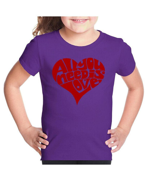 Big Girl's Word Art T-shirt - All You Need Is Love