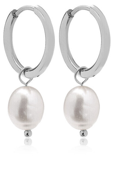 Charming steel earrings with pearls 2in1 VAAXF340S