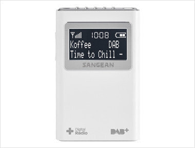 Радиоприемник портативный Sangean DPR-39 - DAB+, FM - 87.5 - 108 МГц - Цифровая настройка, Поиск станций, Программная тип трафика, Радиотекст - ЖК-дисплей - Белый
