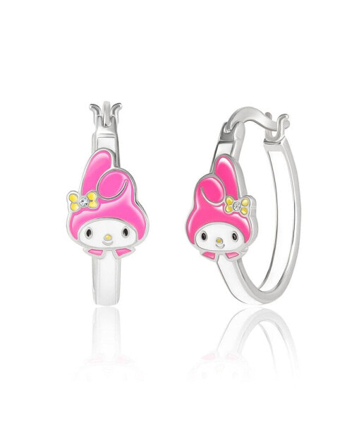 Sanrio Silver Plated Enamel Hoop Earrings Officially Licensed - My Melody Pink