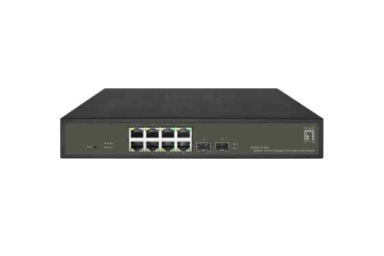 LevelOne Hilbert 10-Port Gigabit PoE Smart Lite Switch - 8 PoE Outputs - 2 x Gigabit SFP - 802.3at/af PoE - 130W PoE Power Budget - Managed - L2 - Gigabit Ethernet (10/100/1000) - Full duplex - Power over Ethernet (PoE)