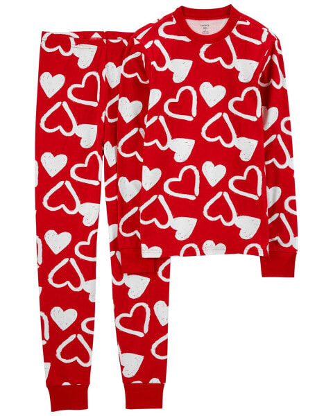 Adult 2-Piece Valentine's Day Hearts 100% Snug Fit Cotton Pajamas M