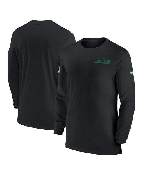 Men's Black New York Jets Sideline Coach UV Performance Long Sleeve T-Shirt