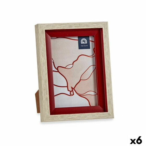 Photo frame Crystal Red Wood Brown Plastic (13,5 x 18,8 x 2 cm) (6 Units)