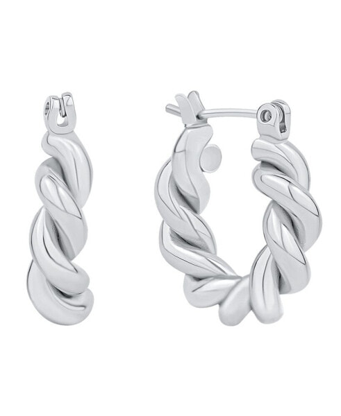 Silver-Plated or 18K Gold-Plated Twisted Hoop Earring