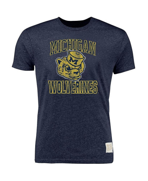 Men's Heather Navy Michigan Wolverines Vintage-Like Wolverbear Tri-Blend T-shirt