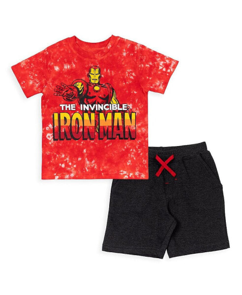 Boys Avengers Miles Morales Hulk Captain America Graphic T-Shirt French Terry Shorts Set Tie Dye to