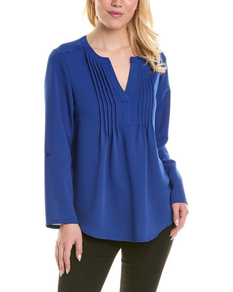 Jones New York Jasper Crepe Roll Tab Top Women's Blue Xs