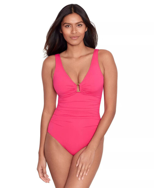 Ralph Lauren Ring Over The Shoulder One Piece Swimsuit size 6 Pink 303934