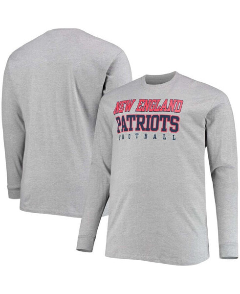 Men's Big and Tall Heathered Gray New England Patriots Practice Long Sleeve T-shirt