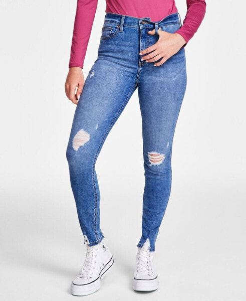 Juniors' High Rise Distressed Skinny Ankle Jeans