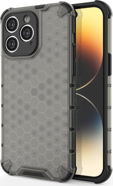 Hurtel Honeycomb etui iPhone 14 Pro pancerny hybrydowy pokrowiec czarne