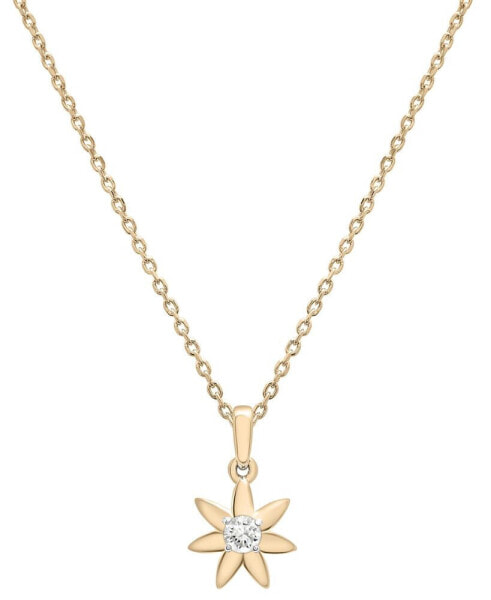 Diamond Flower 18" Pendant Necklace (1/10 ct. t.w.) in Gold Vermeil, Created for Macy's