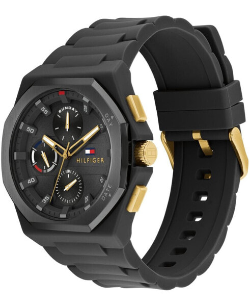 Men's Multifunction Black Silicone Watch 44mm