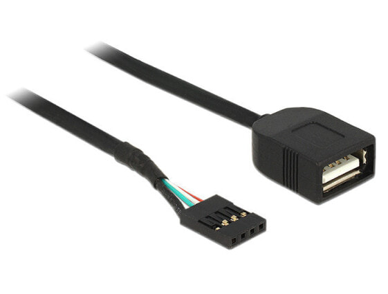 Delock 83825 - 0.4 m - USB A - USB 2.0 - Female/Female - 480 Mbit/s - Black