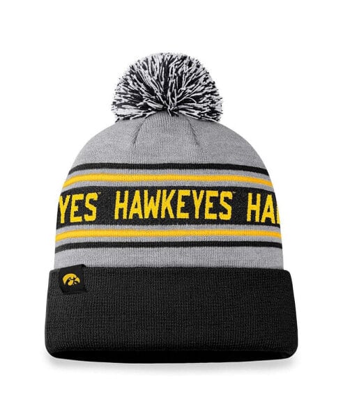 Men's Heather Gray Iowa Hawkeyes Frigid Cuffed Knit Hat with Pom