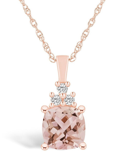 Morganite (2 Ct. T.W.) and Diamond (1/10 Ct. T.W.) Pendant Necklace in 14K Rose Gold
