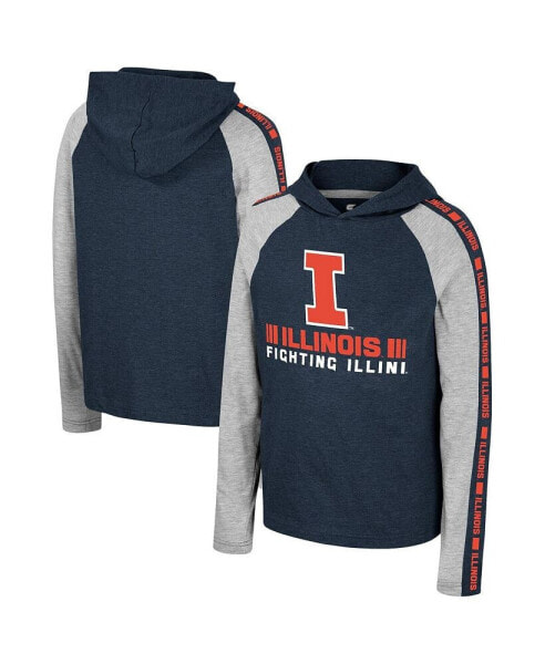 Футболка для малышей Colosseum Illinois Fighting Illini Ned с длинным рукавом и капюшоном, темно-синяя