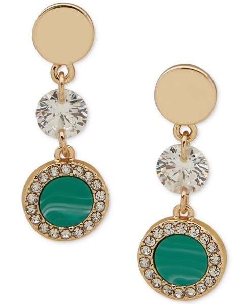 Gold-Tone Cubic Zirconia & Pavé Color Inlay Double Drop Earrings