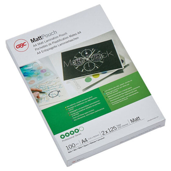 GBC A4 Mat 216x303 mm 2x125 Microns Laminating Envelopes 100 Units