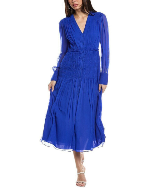 Jason Wu V-Neck Chiffon Silk Midi Dress Women's