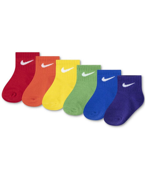 Baby Boy or Girl Swoosh Ankle Socks, Pack of 6