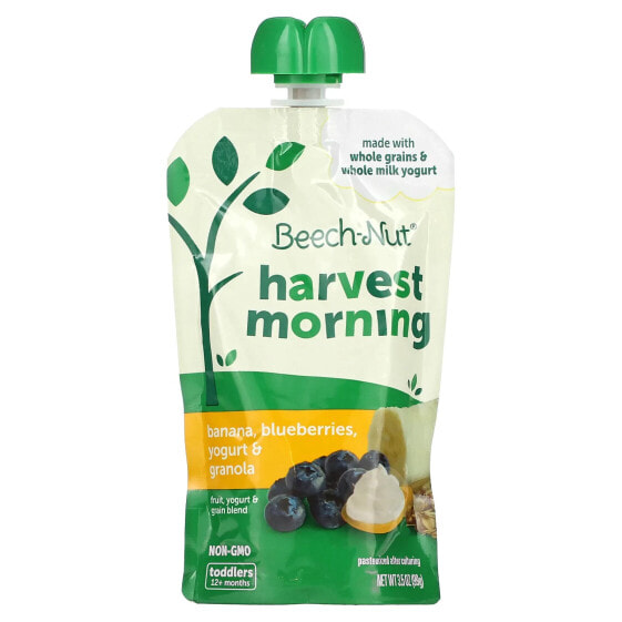 Beech-Nut, Фрукты, смесь йогурта и злаков, Harvest Morning, для детей от 12 месяцев, банан, голубика, йогурт и гранола, 99 г (3,5 унции)