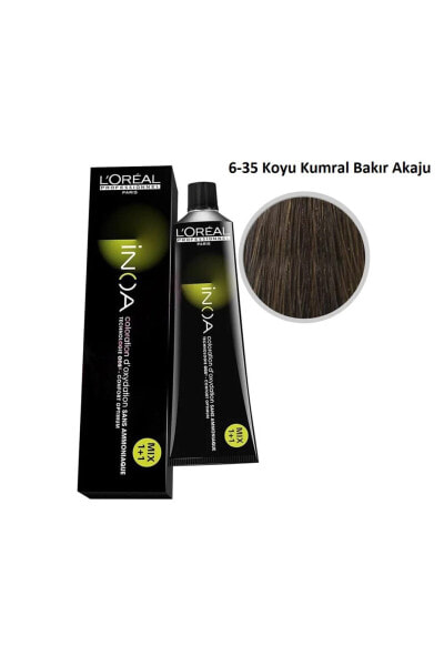Inoa 6,35 Dark Brown Copper acajou Ammonia Free Oil Based Permament Hair Color Cream 60ml Keyk.*