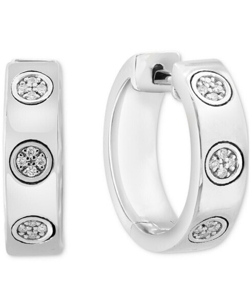 EFFY® Diamond Mini Cluster Small Huggie Hoop Earrings (1/20 ct. t.w.) in Sterling Silver, 0.67"