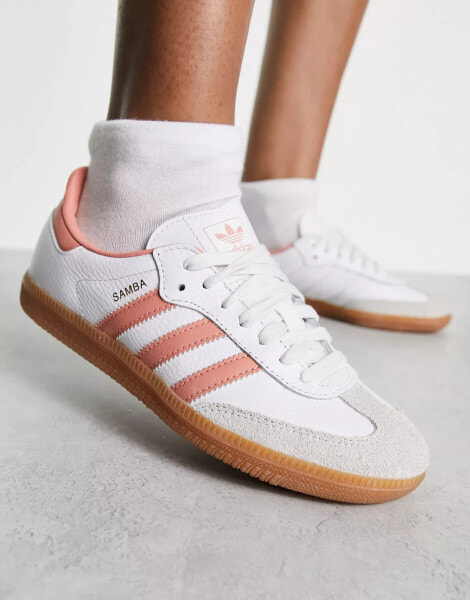 adidas Originals Samba OG trainers in white and peach