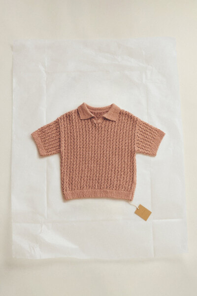 Timelesz - open-knit polo shirt