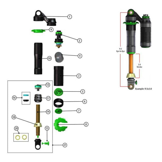 DVO Jadex14 mm Metric 65 mm Shock Shaft