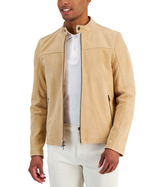 Men's Suede Racer Jacket, Created for Macy's