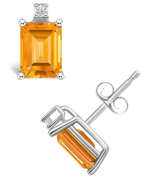 Citrine (1-1/10 ct. t.w.) and Diamond Accent Stud Earrings in 14K Yellow Gold or 14K White Gold