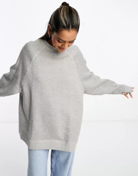 ASOS DESIGN Heavy weight oversized sweatshirt in grey marl