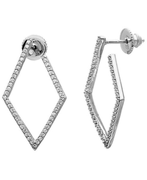 Silver-Tone Geometric Wrap Around Hoop Earrings, 1"