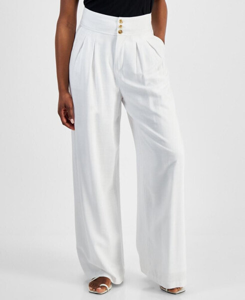 Petite High Rise Pleat-Front Wide Leg Pants, Created for Macy's