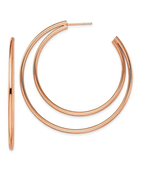 Stainless Steel Polished Rose IP-plated Hoop Earrings