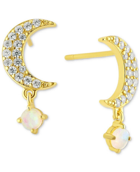 Simulated Opal (1/2 ct. t.w.) & Cubic Zirconia Crescent Drop Earrings in 18k Gold-Plated Sterling Silver, Created for Macy's
