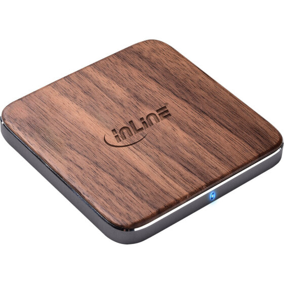 InLine Qi woodcharge - Smartphone wireless fast charger - 5/7.5/10W