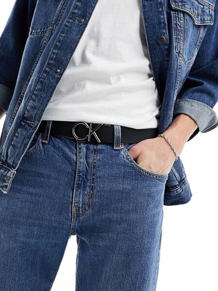 Calvin Klein metal CK 35mm belt in black