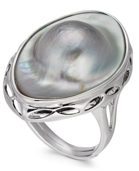 Mabé Blister Pearl (18 x 28mm) Statement Ring in Sterling Silver